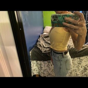 Urban Outfitters Yellow Crop Wrap Top